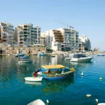 blue and white boats